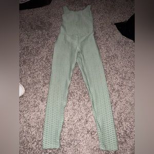 Teal booty scrunch activewear jumpsuit